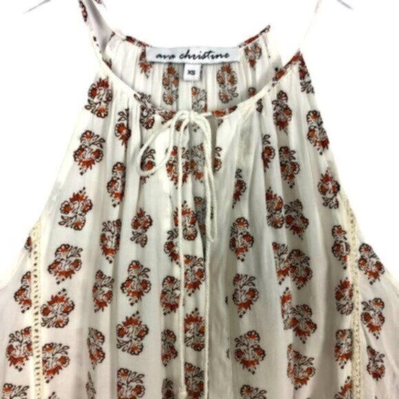 Ava Christine | Boho Print Sleeveless Tassels Halter V-Neck Top Size XS - Picture 2 of 10